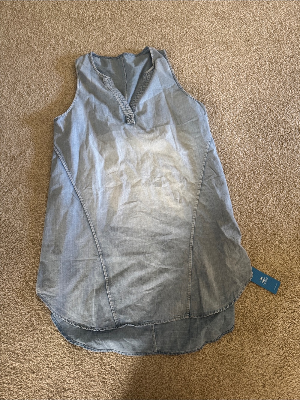 Cupshe Light Wash Strapless Chambray Dress nwt L